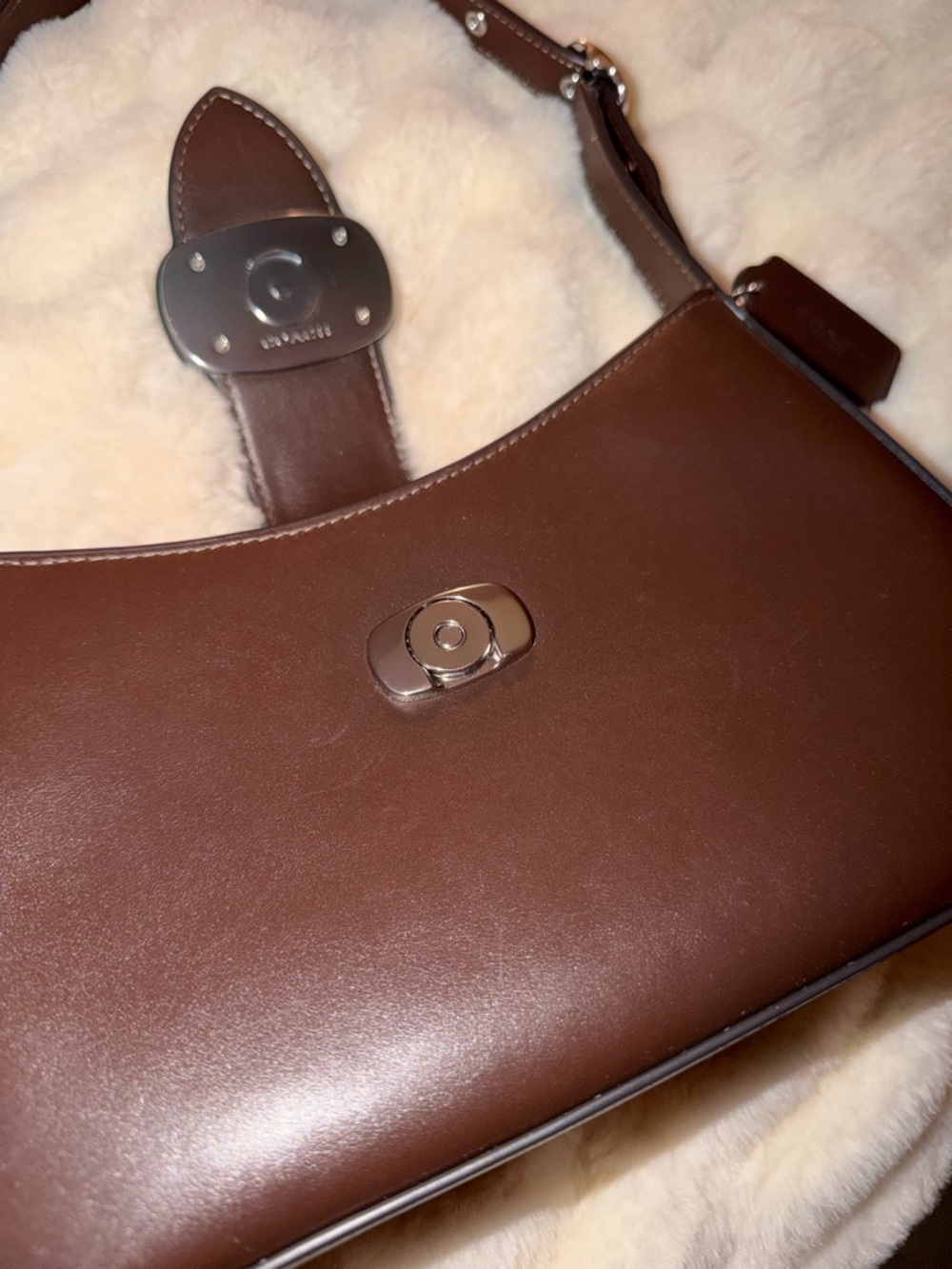 Coach Eliza Brown Leather Shoulder Bag - Picture 6 of 7